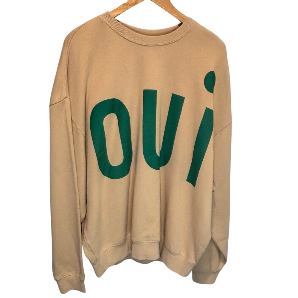 Clare V NWT 'Oui' Oversized Crewneck Sweatshirt - size XL